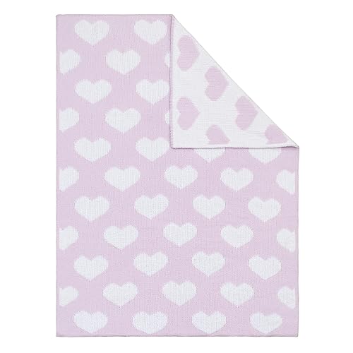 Living Textiles SUSURRUS Purple Hearts Chenille Soft Baby Blanket Reversible Premium Cozy Fabric For Best Comfort - For Infant,Toddler,Newborn,Nursery,Boy,Unisex,Throw,Crib,Stroller,Gift cover
