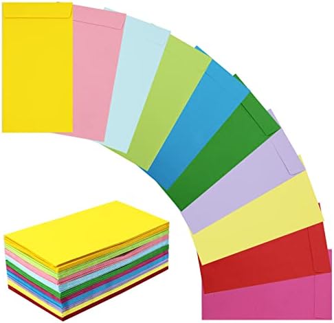 100 Pack Colorful Coin Envelopes, 3.5’’ x 6.5’’ Self-Adhesive Seed Envelopes, Large Money Envelope for Seed, Cash, Budgeting, Coin, Check, Tickets, Small Items, Jewelry, Collections.