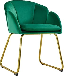 Yaheetech Velvet Tub Chair Vanity Chair, Modern Accent Armchair Lounge Chair Single Sofa with Golden Mental Legs for Living Room/Bedroom, Green