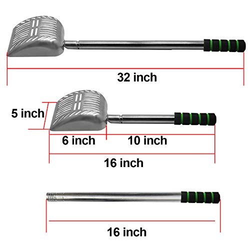 Image of TOYPOPOR 32 inches XL - A Long Handled Cat Litter Scoop Long Handled Litter Box Scooper - Aluminum Metal with Soft Grip Handle