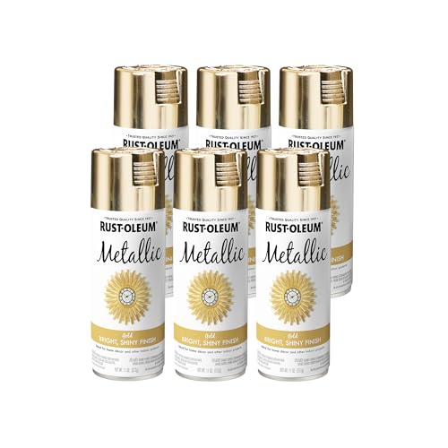 Rust-Oleum 1910830-6 PK Specialty Metallic 1910830 Spray Paint 11 oz, Gold, 6-Pack, 6 Pack, 66 Fl Oz