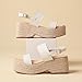 EQAUDES Women's Platform Sandals Summer Wedge Espadrilles Comfortable White Beach Raffia Sandal Cute Straw Woven Vacation Sandals Dressy Buckle Ankle Strap Shoes