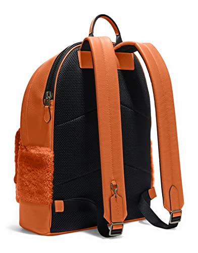 Coach Mens West Backpack Motif In Shearling And Refined Pebble Leather Qb/Ginger #TOP1