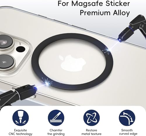 Image of RIGGEAR for MagSafe Ring Sticker, Universal Metal Plate Adapter Ring for Phones /Cases to Work with Magnetic Accessories - Black (Pack of 2)