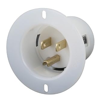 Marinco Power Products 5278.OEM Straight Blade Inlet Flanged Master/50, 15 Amp, 125V, 2P, 3W