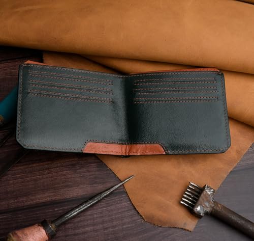 Image of URBAN FOREST Tyson Green /Rust Leather Wallet for Men
