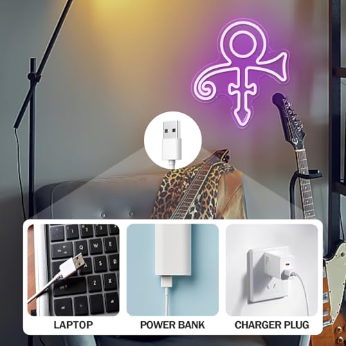 Image of Prince Symbol Neon Sign for Wall Decor Dimmable Led Prince Neon Light Sign for Bedroom Music Singer Themed Party Gift Prince Neon Light for Prince Birthday Party Decoration, purple