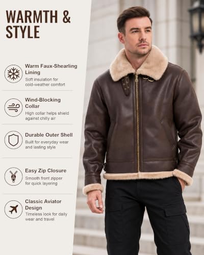 Mifidy Faux Shearling Flight Coat