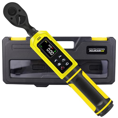 ATsafepro 3/8' Digitaler Drehmomentschlüssel, 0,9-60 Nm Drehmomentschlüssel, 5 Einheiten (in-lb/ft-lb/Nm/kg-cm/kg·m), ±2% Genauigkeit mit Farbiger LCD-Bildschirm mit Piepser für Fahrrad, Moto, Auto