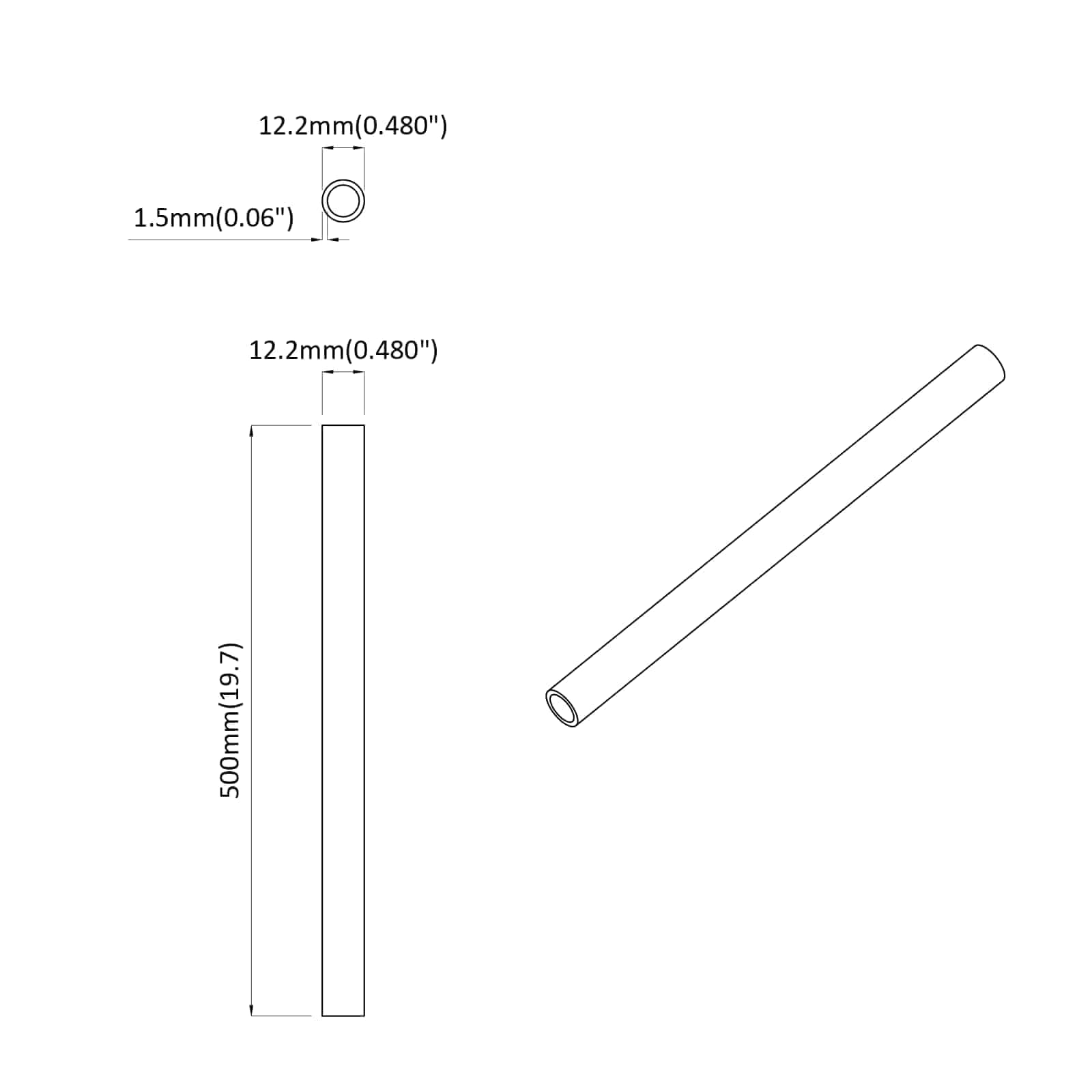 vidaXL PVC Rohr 12 stk. Weiß 12,2 x 1,8 x 500 mm PP und PE