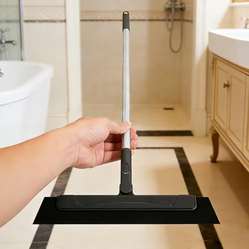 Duschabzieher Schwarz,Abzieher Dusche Boden,Segmentiertes Design,Maximale Länge: 135 cm,Leicht und Wendig Eva-Wasserabzieher zur Reinigung von Wasser, Tierhaaren, Seifenwasser, Badezimmerböden