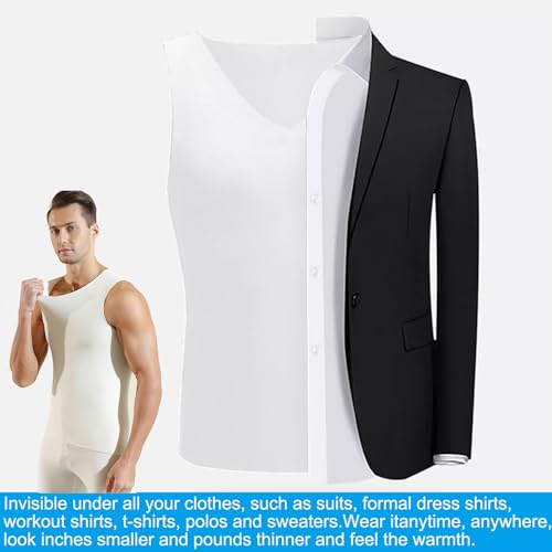 Men's Thermal Underwear Tank Top Base Layer Shirts Fleece Winter Warm Undershirt4