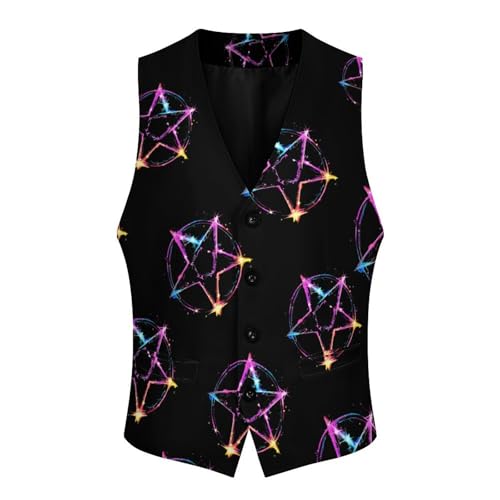 Magic Bright Pentagram Mens Suit Vest Slim Fit Business Dress Vest Waistcoat4