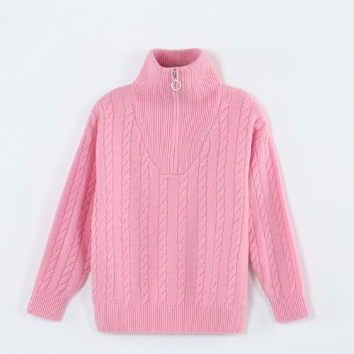 Girls Half Zipper Pullover Knit Sweater Solid Color Lapel Top Autumn and Winter Warm Fashion Trend2