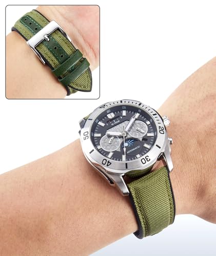 Image of BINLUN Nylon Silicone Watch Bands 18mm 19mm 20mm 21mm 22mm Quick Release Canvas Rubber Hybrid Watch Strap Replacement Watchband for Men Women 9 Colors Silver /Black Buckle