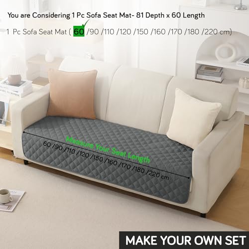 Image of HOKIPO Polyester Quilted Waterproof Sofa Cover Mats For 1 /2 /3 Seater Sofa And L Shape. Make Your Own Sofa Cover Set, Mat Length 81(D) X 60(L) Cm, Anchor Grey (Ar-4963-W5)