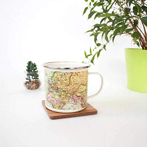 Taza esmaltada con diseño de mapa multicolor miniatura 2