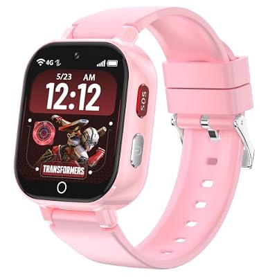 Transformers 4G Kids Smart Watch Phone, GPS, Video Call, Waterproof - Pink