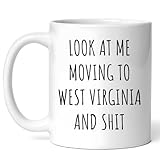 Look At Me Moving To West Virginia Mug - Mountain State Spirit Coffee Cup - Funny Gift For West Virginia Locals - Appalachian Pride Novelty Drinkware - 11oz Ceramic Mug For Wild And Wonderful