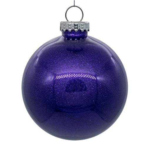 Vickerman 4" Clear Ball Christmas Ornament with Purple Glitter Interior. This Item Comes with 6 Ornaments per Unit.