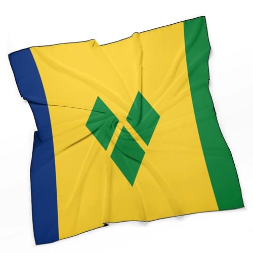 Saint Vincent Grenadines Flag Women Hair Scarf Square Silk Like Head Scarves Handkerchief Satin Neck Scarf3