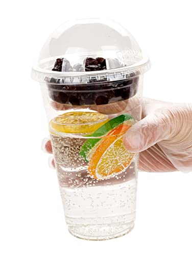 Image of GOLDEN APPLE Cup series, 24oz-50sets Clear Plastic cups+4oz insert with Dome lids no hole, BPA Free(50cups+50inserts+50lids)