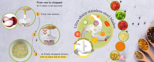 Brieftons 6.8-Cup Manual Food Chopper for Chopping Veggies, Fruits, Herbs, Onions - For Salsa, Salad, Pesto, Hummus - Thumbnail 4