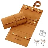 EnixwH 34 × 17 CM Plegable Joyero de Viaje Joyeros Mujer Organizador Joyeros Grandes Caja Joyas de Viaje Rollo Joyas para Viajes Collares Anillos Pulseras Pendientes (Marrón)