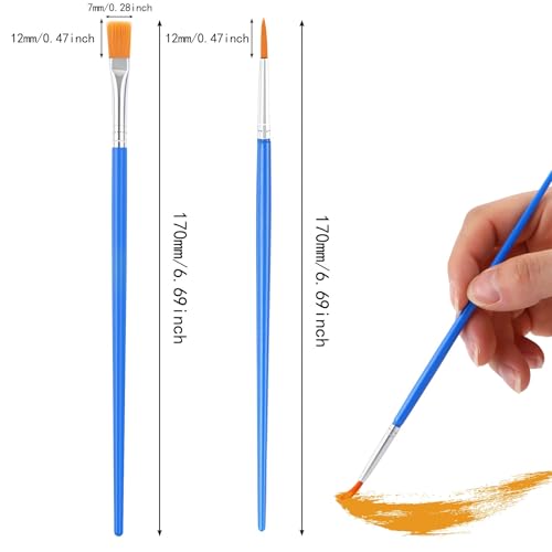 60 Pcs Paint Brushes,Round Flat Small Brush Bulk for Detail Painting