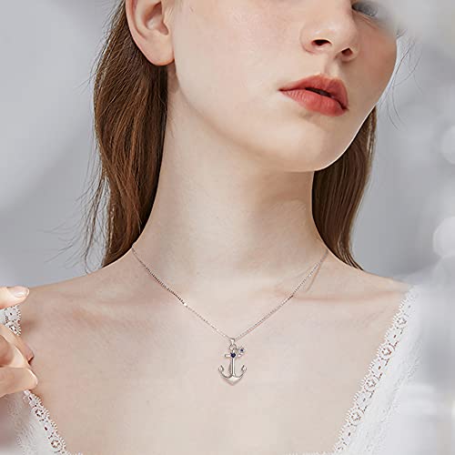 EleQueen Anchor Necklace, 925 Sterling Silver Anchor Pendant Sailor Necklace Nautical Jewelry for Women Girls Friends, Valentine's Day/Mother's Day/Christmas Jewelry Gift for Wife/Mom2
