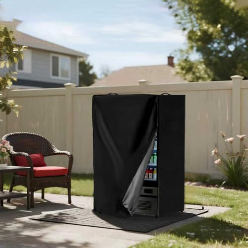 Mini Fridge Cover Waterproof Upright Outdoor Refrigerator 22''Lx23''Wx34''H Beverage Refrigerators Protection Cover for Most 3.0 Cubic Mini Freezer, Black