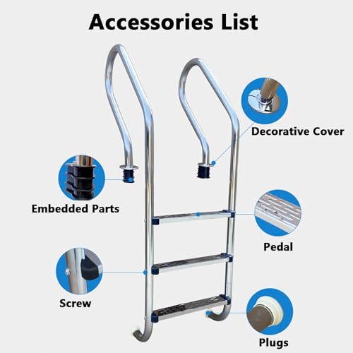 Escalera para piscina de acero inoxidable de 3 peldaños miniatura 6