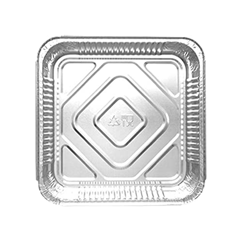 M1SS (Pack of 100- Large Aluminium Foil Trays 9 X 9 X 2 Inches Food Large Container with Lids Square Tin Recyclable Aluminium Disposable Pan Catering for Grilling Bake Roast Oven Safe Home Restaurant