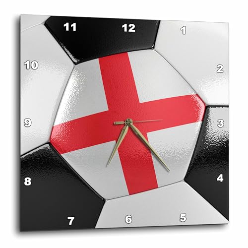 3dRose dpp_181219_1 England Soccer Ball-Wall Clock, 10 by 10-Inch