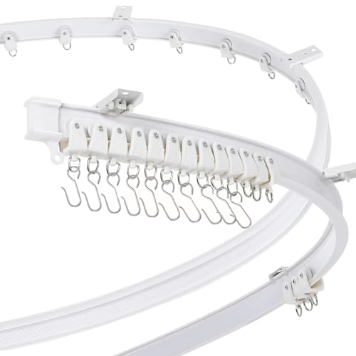 Biegbare Decken-Vorhangschiene und Flexible Deckenschiene Deckenhalterung mit Schienenvorhangsystem, Wohnmobil-Vorhangschiene, Etagenbettvorhänge, 3 Meter/Weiß