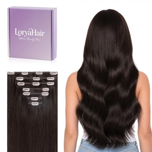 Image of LoryaHair 100% Real Human Hair Clip in Hair Extensions, 20 IN #2 Remy Hair