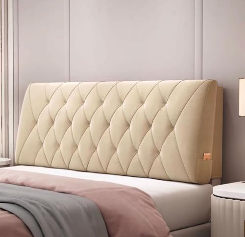 MGEMJMJ Cojín de cabecero de lectura, para montar en la pared, tapizado, para el hogar, dormitorio, cama, respaldo de cuña, cojín de apoyo lumbar (tamaño: 150 cm, color: beige)
