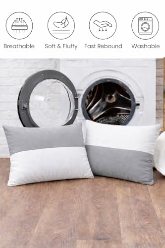 Image of ARLinen Hollow Fiber Sleeping Pillow - Set of 2, Height Adjustable, Soft & Fluffy Comfort, White & Grey, 29x19 Inch with 300g Extra Fiber for Custom Comfort, Pillow Covers Included