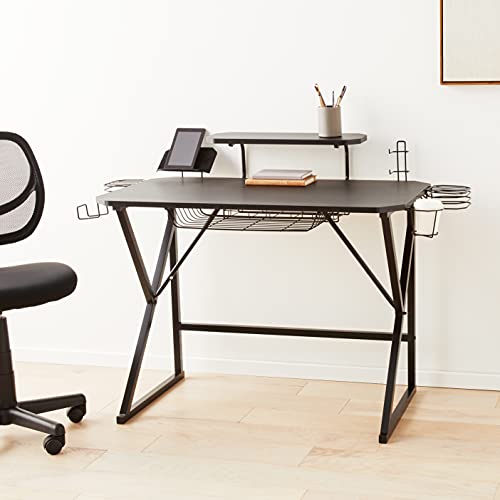 Amazon Basics Rectangular Gaming Computer Desk With Storage For Controller, Headphone & Speaker, Black, 23.4" D X 51" W X 35.9" H #TOP1