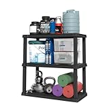 IRIS USA 3-Shelf Heavy Duty Plastic Storage Shelves, 450lb Capacity, 38' H x 36' W x 18' D, Large Modular Shelving Unit Storage Organizer for Garage, Home, Warehouse & Gym, Storage Rack - Black