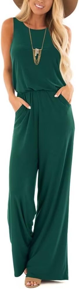 Lacozy Women's Summer Sleeveless Jumpsuits Casual Wide Leg Long Pants One Piece Jumpsuits Rompers 2026