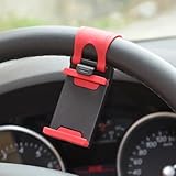 Universal Steering Wheel Phone Mount – Hands-Free Clip Holder for Most Phone, Navigation Stand for Maps in Red/Black
