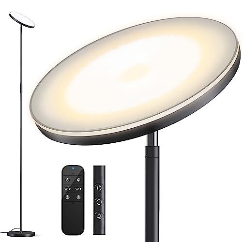 Torkase Lámpara de Pie LED Regulable de 36 W, Lamparas de Pie Para Salon Superbrillante de 3000 LM Para Sala de Estar, Atenuación Continua de 2700K-6500K, Control Remoto y Control Táctil