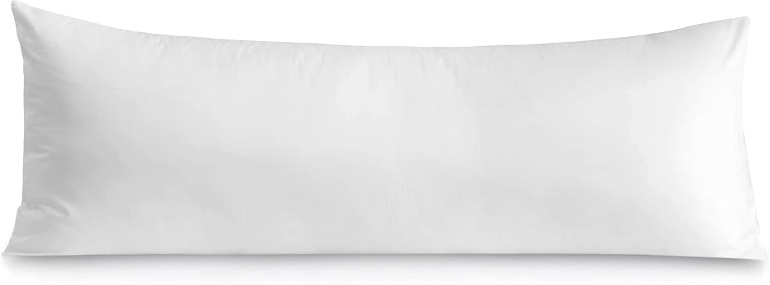 Westbrooke 475TC Body Pillow Cover | 100% Cotton Lush Sateen Body Pillowcase, Ultra Soft and Breathable Long Pillow Case with Envelope Closure (Hotel White)