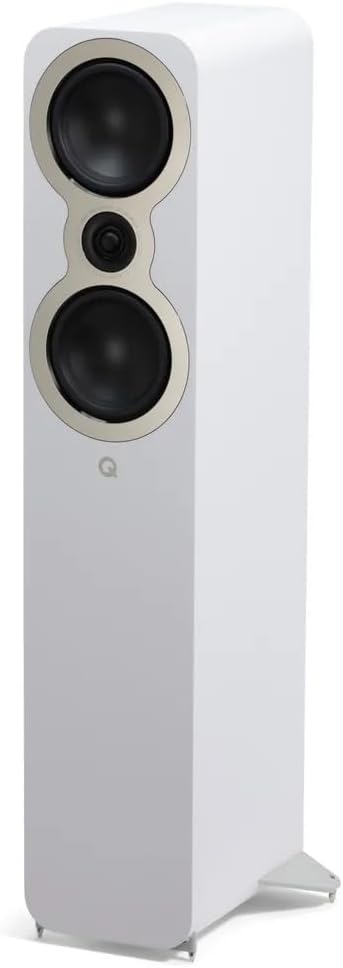 Q Acoustics 3050c Floorstanding Speakers - Pair - 2x 5.5 Continuous Curved Cone Bass Driver, Point-to-Point Braced, HPE (Pressure Equalised) Cabinet, Stereo Speakers for Home Theatre (Satin White)