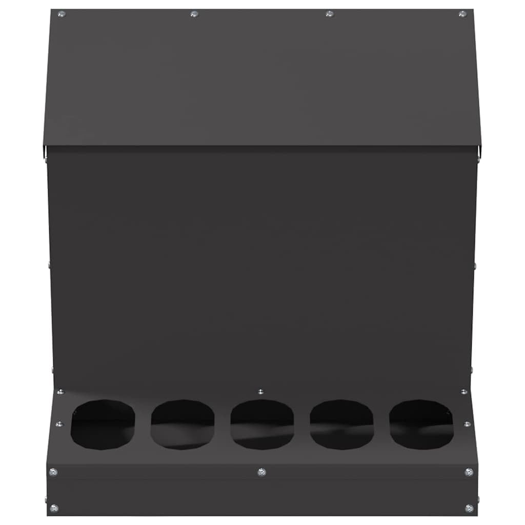 Comedero para gallinas negro, 40 x 40 x 45 cm, acero laminado en frío, ideal para interiores y exteriores, diseño moderno y ahorro de espacio, montaje fácil con destornillador, mantenimiento