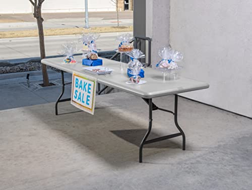 Iceberg Ice65233 Indestructable Too 1200 Series Steel Legs Plastic Folding Table, 1200 Lbs Capacity, 96" Length X 30" Width X 29" Height, Platinum #TOP7