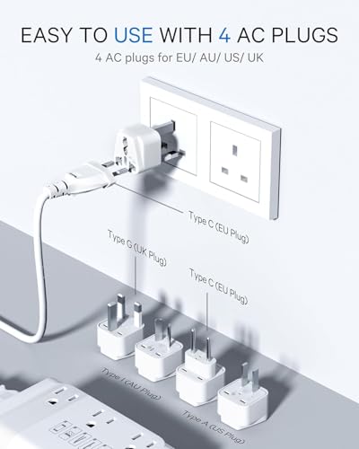 Image of DOACE 350W Voltage Converter US to Europe - 220V to 110V Converter for European Travel, Power Adapter Combo with PD Chargers for Hair Straightener Shaver Toothbrush CPAP Laptop Camera Phone