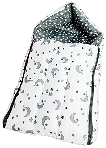 Image of BRANDONN Combo of Baby Bed with Net | Carry Bag | 4 Pcs Bedding Set(0-6 Months) (Stars & Moon Grey)