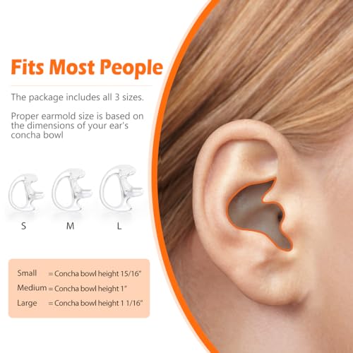 Image of Zeadio Earmould Earpiece Earbud Earplug for Two-Way Radio Coil Tube Audio Kits (Clear, Pair of 8)